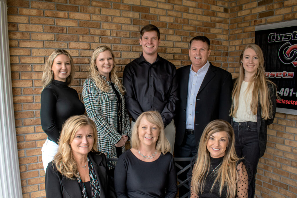 The Custom Closets of GA Team in front of the office. Back Row (From Left): Christen, Kristen, McClain, Jameson, Rebekah. Front Row (From Left): Valerie, Erin, Cheryl.